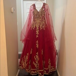 Dancing Queen Red and Gold Maxi Dress